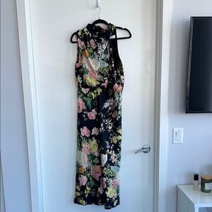 Floral Sleeveless Dress - Black and Multicolor